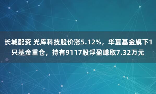 长城配资 光库科技股价涨5.12%，华夏基金旗下1只基金重仓，持有9117股浮盈赚取7.32万元